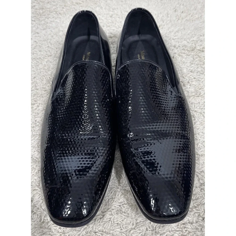 Moretti Gold Label Black Embossed Patent Leather Dress Shoes Mens 15 Formal Wear